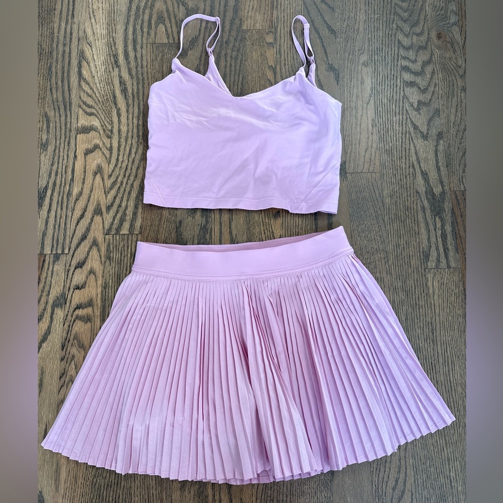 Lululemon Pink Pleated Skirt & Cami Align Tank Set